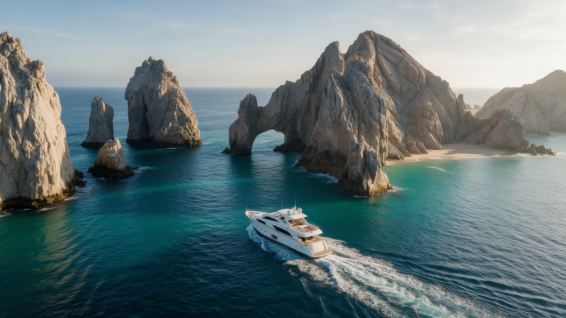 Yate privado navegando junto al Arco de Cabo San Lucas